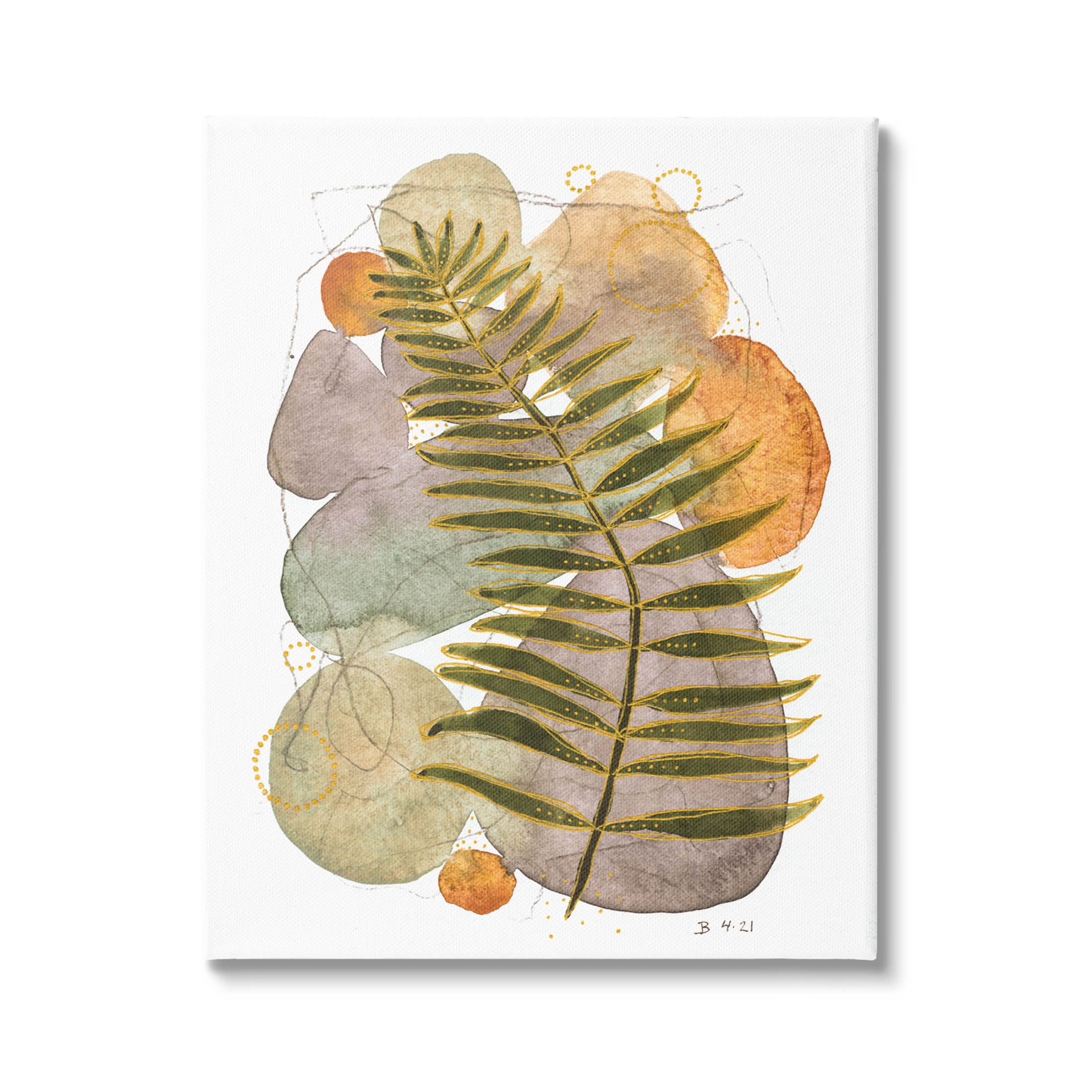 Layered Fern Leaf Nature Abstract Graphic Art Gallery Wrapped Canvas Print Wall Art