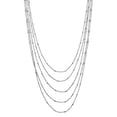 thumbnail image 1 of Layered Five Strand Necklace Rhodium on Sterling Silver Satellite Chain Bead, 1 of 2