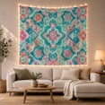 thumbnail image 1 of Teal Floral Mandala Tapestry Wall Hanging, 1 of 7