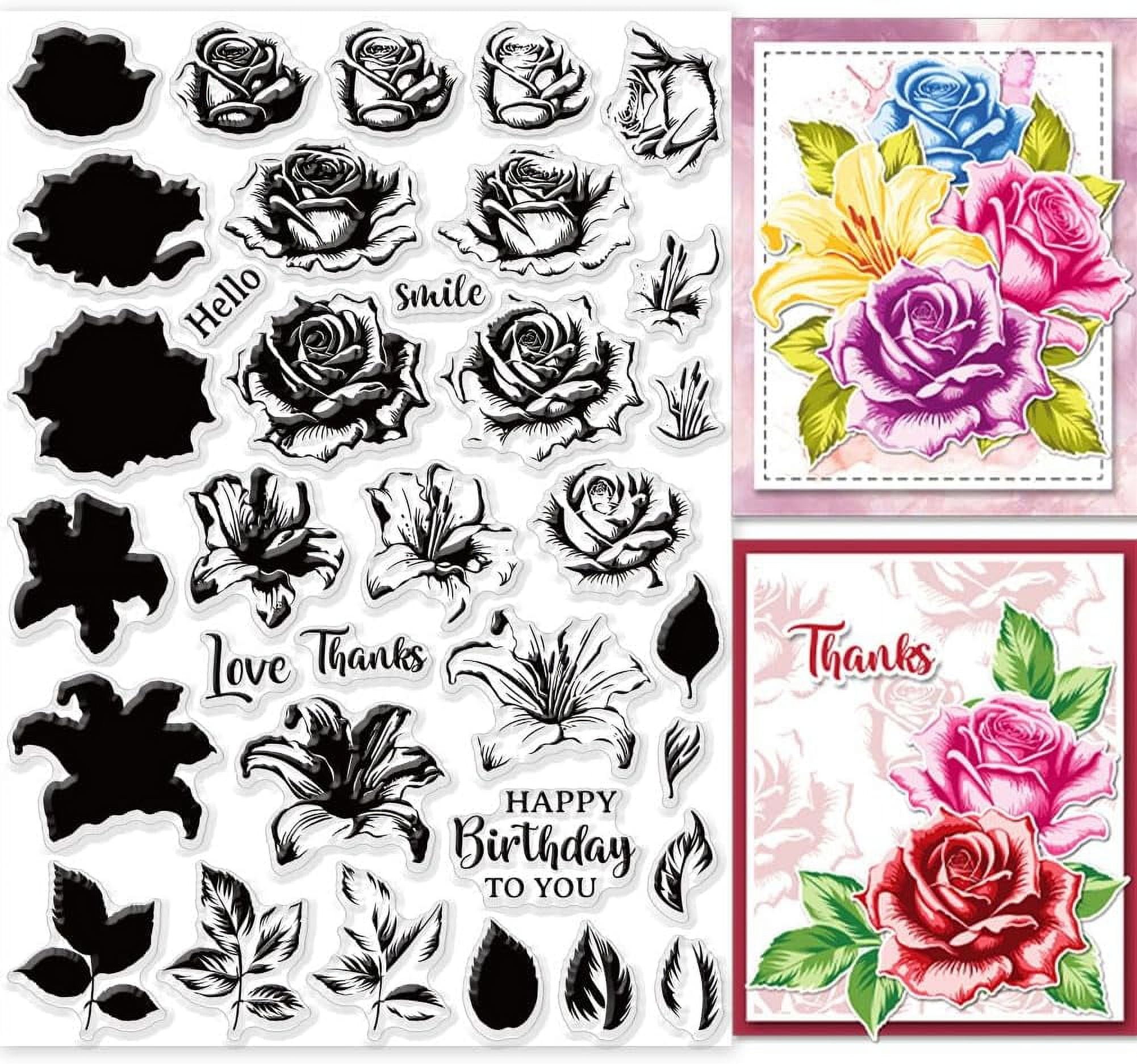 Layered Flower Clear Stamps for Cards Making Roses Layered Lilies ...