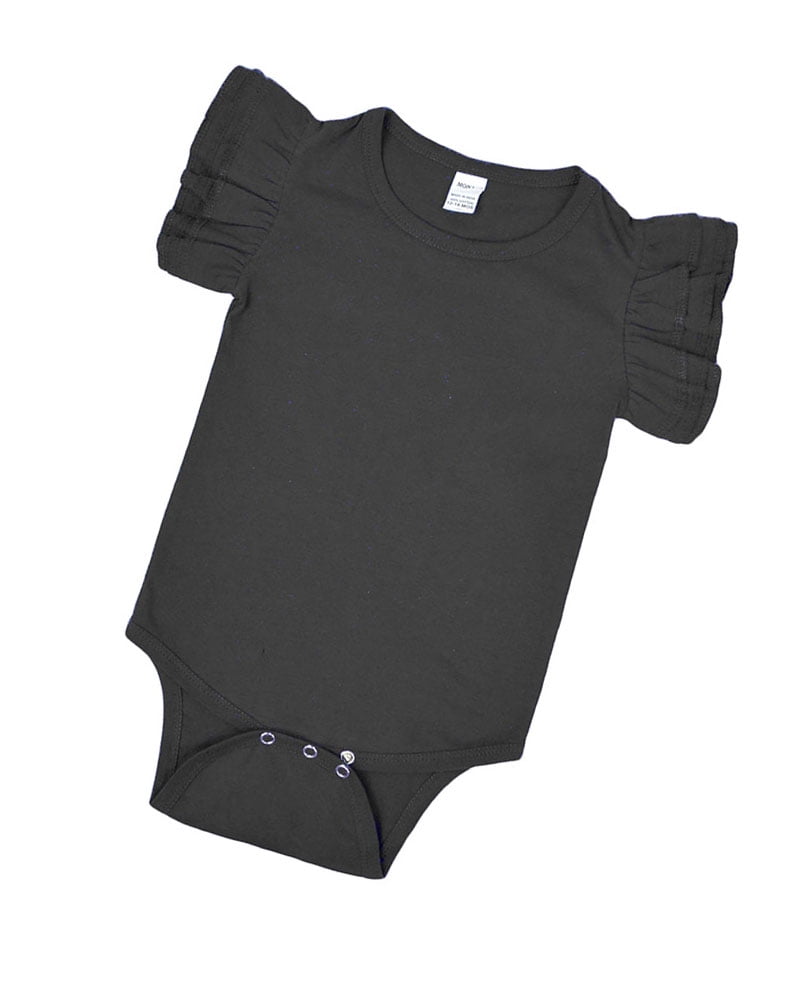 Layered Flutter Sleeve Bodysuit-Black-3-6m