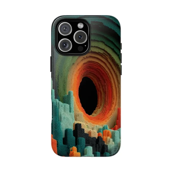 Layered Glitch Portal Green Abstract Case for iPhone 17 11 12 13 14 15 16 Pro Max