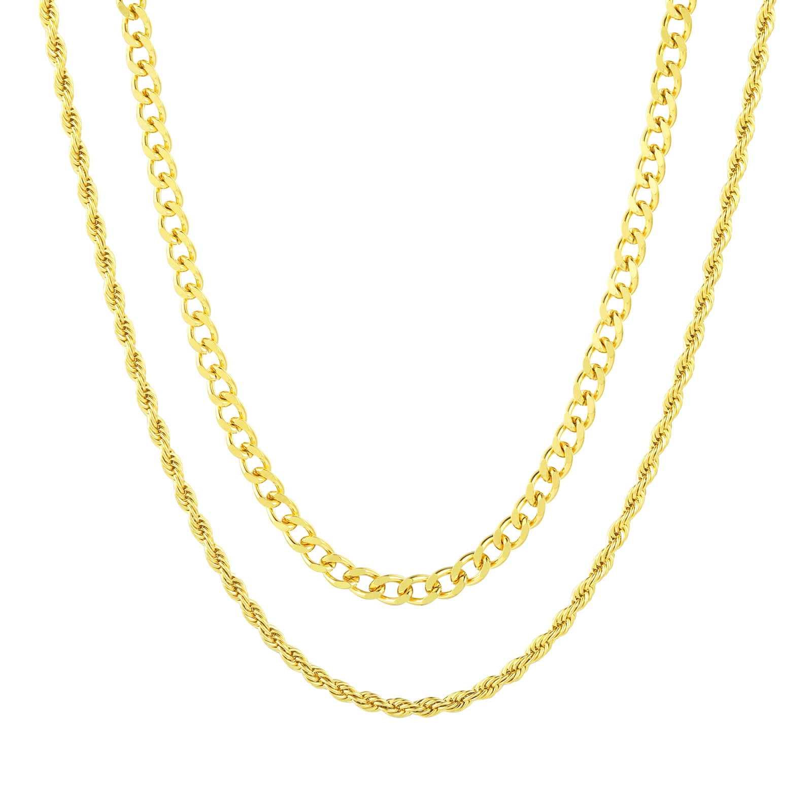 Layered Gold Chain Necklaces for Men Women Boys,Stainless Steel 5mm ...