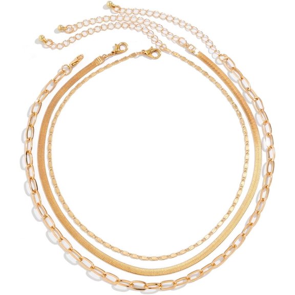 Layered Gold Necklaces Stack For Women,Chunky Gold Necklace Herringbone Paperclip Chain Necklace Pendant Dainty Cuban Chain Toggle Clasp Jewelry Gifts[o2200]