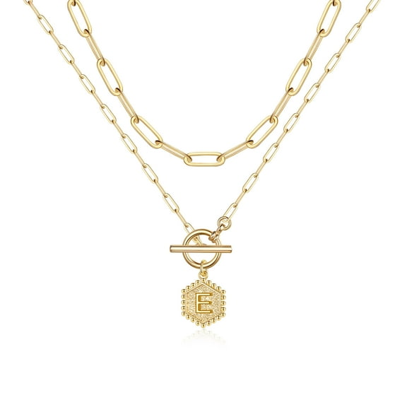 SMILEST Layered Gold Necklaces for Women 14K Gold Plated Paperclip Chain Necklace Gold Necklace Toggle Clasp Layering Necklaces