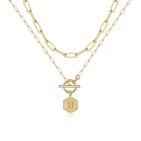 Layered Gold Necklaces for Women 14K Gold Plated Paperclip Chain Necklace Gold Necklace Toggle Clasp Layering Necklaces for Women Gold Jewelry for Women