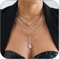 thumbnail image 1 of Layered Gold Necklaces for Women Chunky 18K Gold Necklace Stack Layered Cuban Paperclip Snake Chain Necklace Retro Coin Dainty Pendant Toggle Clasp Necklace, 1 of 6