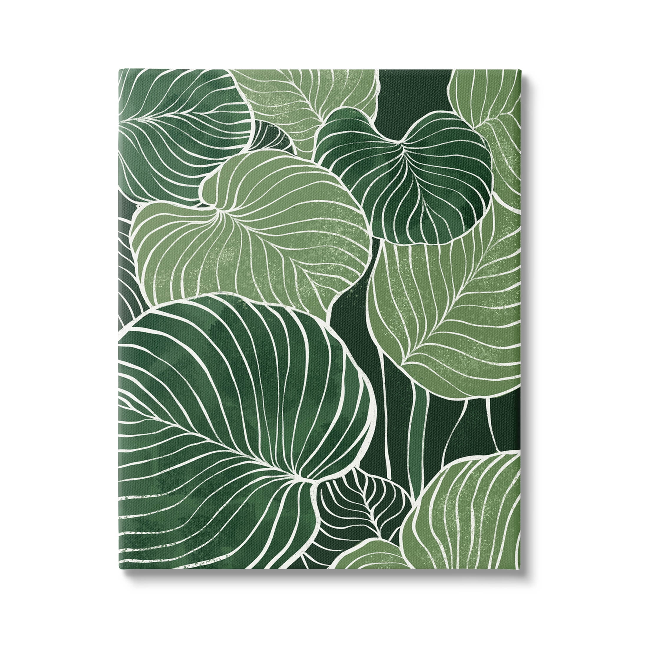 Layered Green Leaf Nature Botanical Wrapped Canvas Wall Art