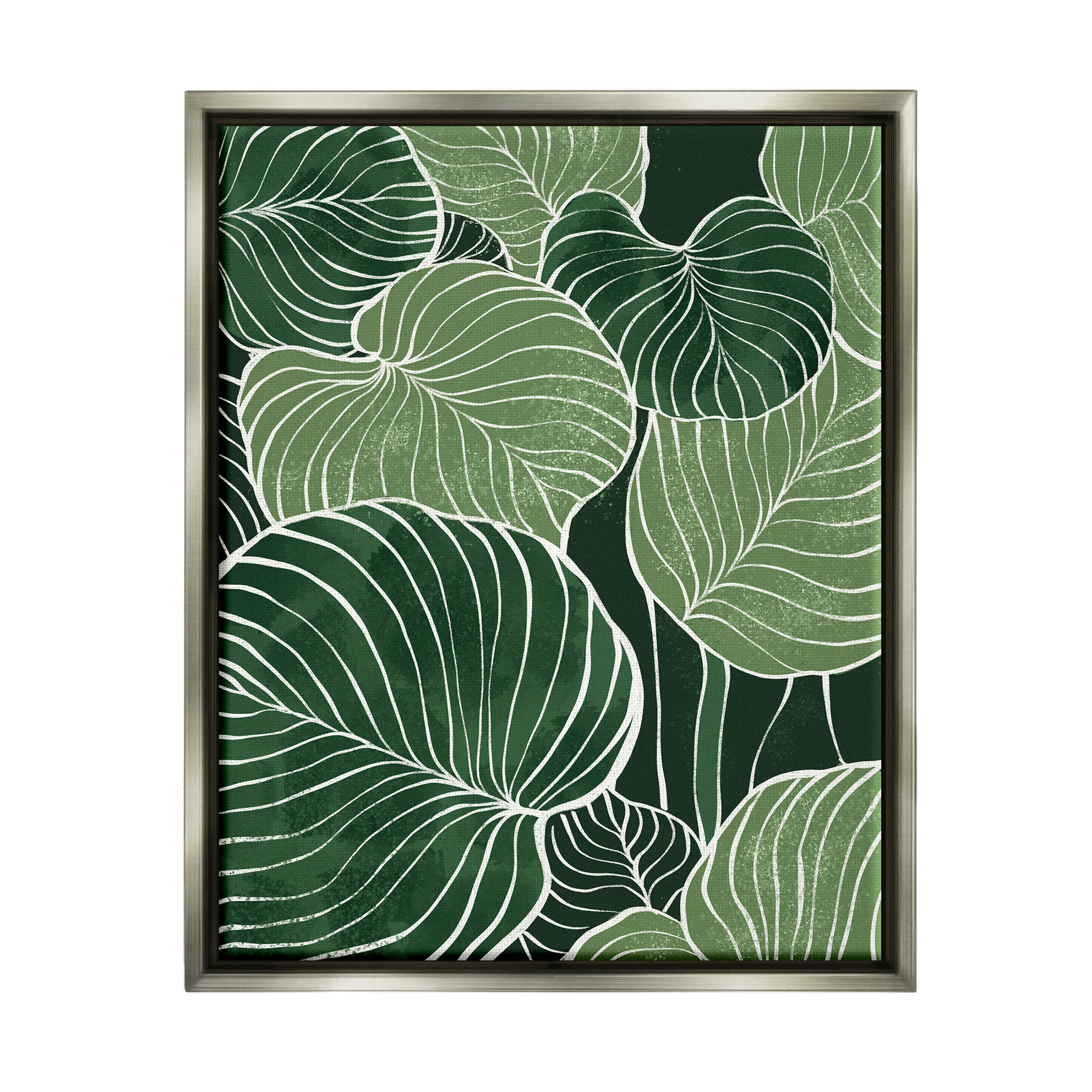 Layered Green Leaf Nature Botanical & Floral Graphic Art Luster Gray Framed Art Print Wall Art