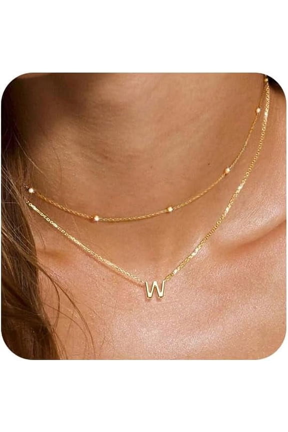 Layered Initial Ncklaces For Women 14K Gold Plated Dainty Initial Necklaces Tiny Cute Name Necklaces Personalized Initial Letter A-Z Gold Jewelry Gifts[o2720]
