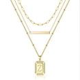 thumbnail image 1 of Layered Initial Necklaces for Women Handmade 14K Gold Plated Layered Initial Letter Pendant Necklace Paperclip Link Chain Necklaces for Women, 1 of 6
