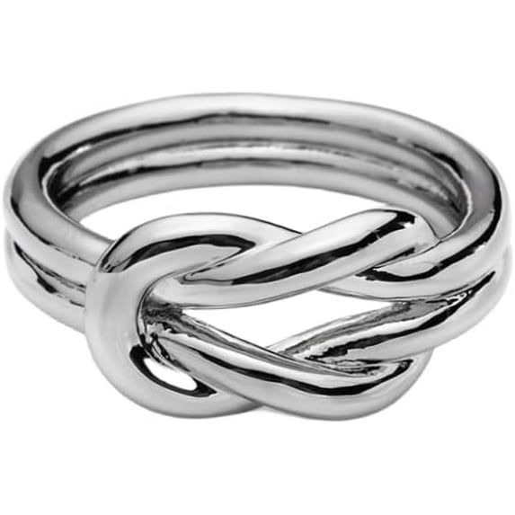 Layered Knot Silk Scarf Ring Brooch for Women Girls Dainty Infinity Love Knots Double Line Shawl Scarves Buckle Wrap Clasp Clip Finger Ring Size 8 Dress Accessories Jewelry Gift