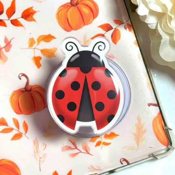 Layered Ladybug Phone Grip, Cute Lady Bug Griptok, Aesthetic Red Beetle MagSafe Holder, Unique Gift for Hardcore Readers, Lucky Insect Art Grip