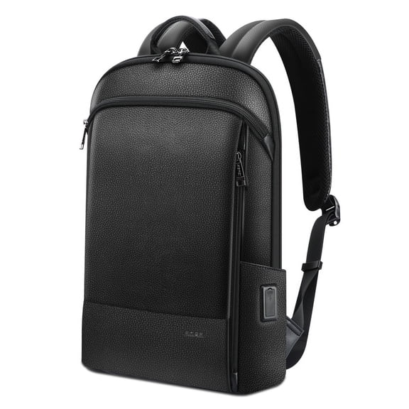 Layered Leather Backpack With Usb Charging,Black