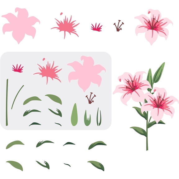 Layered Lily Flower Stencils - 11.7x8.3inch Reusable Lily Flower Bouquet Stencil