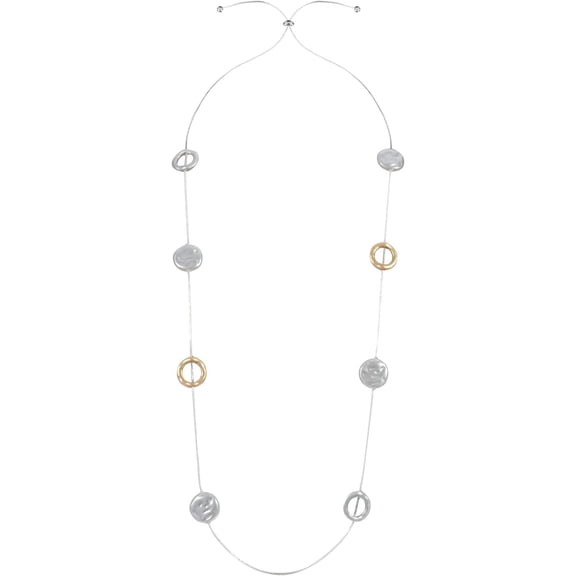 Layered Long Necklaces for Women Alloy Sliver Plated Handmade Fashion Jewelry Necklace Snake Chain Strand Circle Shape Statement Necklace Sweater Silver-Goldtone Chain Jewelry