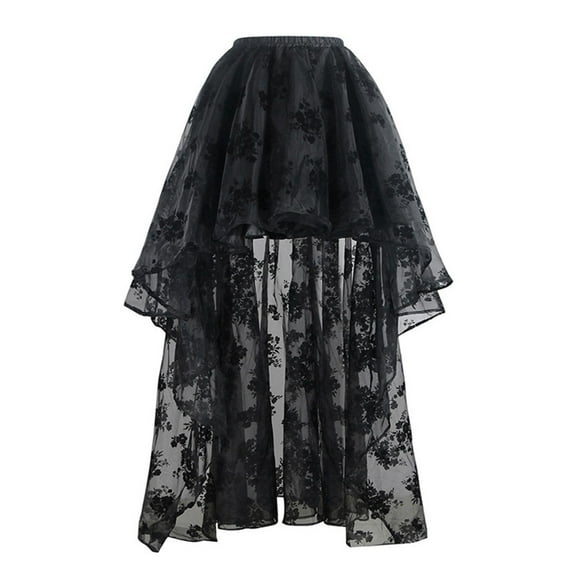 Layered Mesh Tulle Skirt Women High Low Tutu Skirts for Bridal Shower Formal black