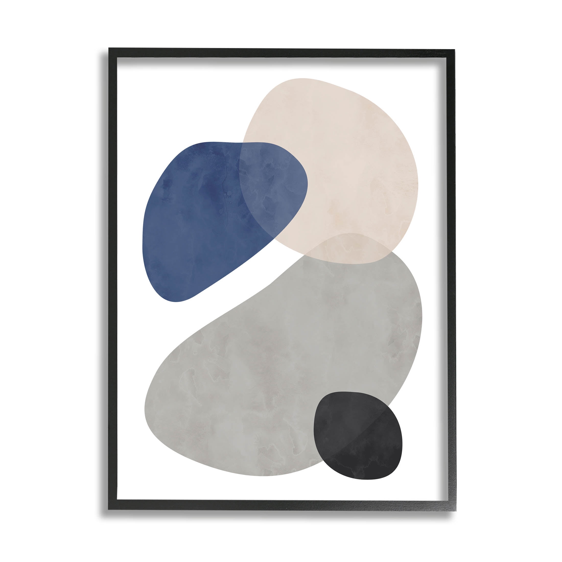 Layered Minimal Oblong Forms Abstract Graphic Art Black Framed Art Print Wall Art