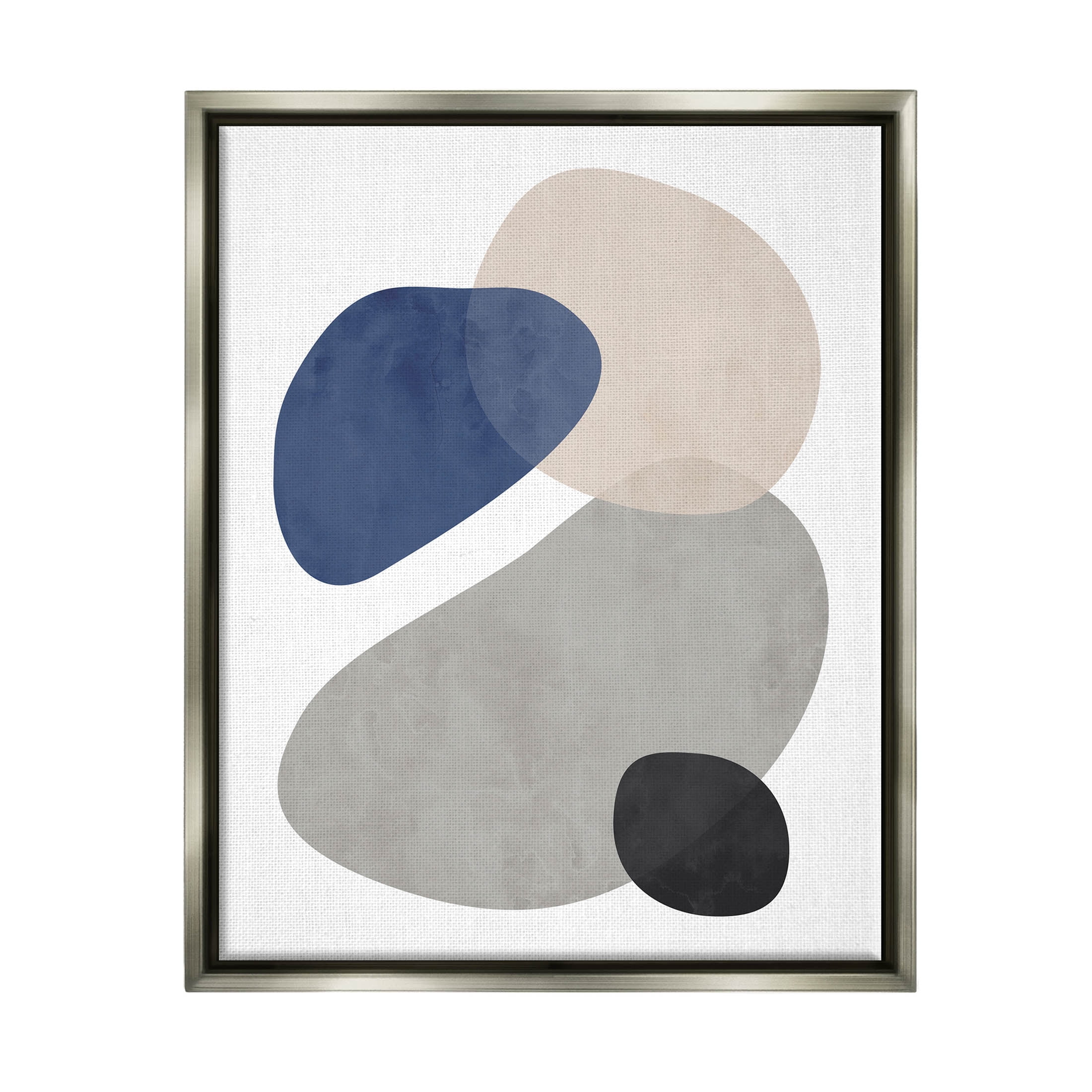 Layered Minimal Oblong Forms Abstract Graphic Art Luster Gray Framed Art Print Wall Art