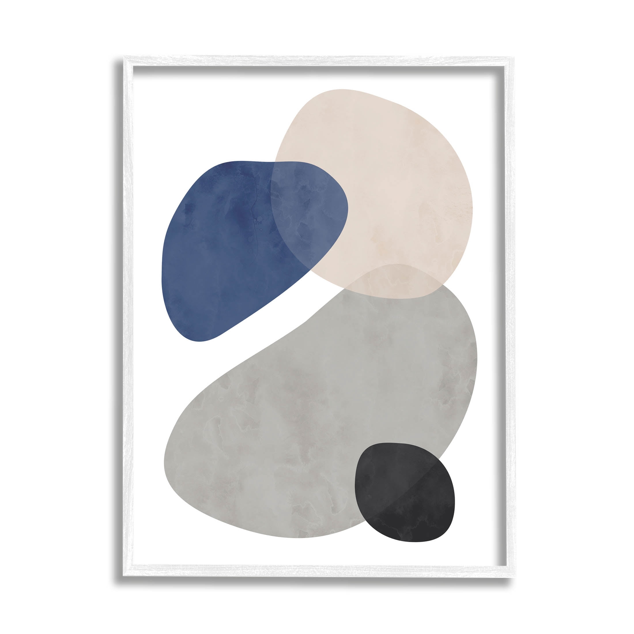 Layered Minimal Oblong Forms Abstract Graphic Art White Framed Art Print Wall Art