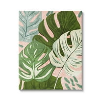 Layered Monstera Plant Leaves Botanical & Floral Graphic Art Gallery Wrapped Canvas Print Wall Art