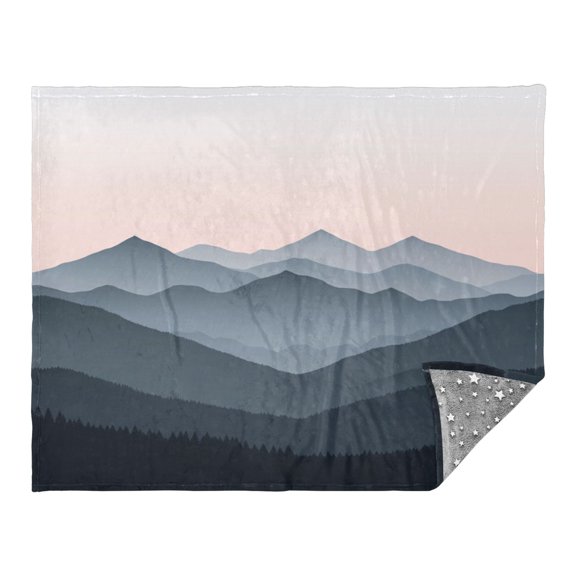 Layered Mountain Camping Blankets Bed Throws and Cozy Travel Blanket Fluorescence 70x55in Double Sided