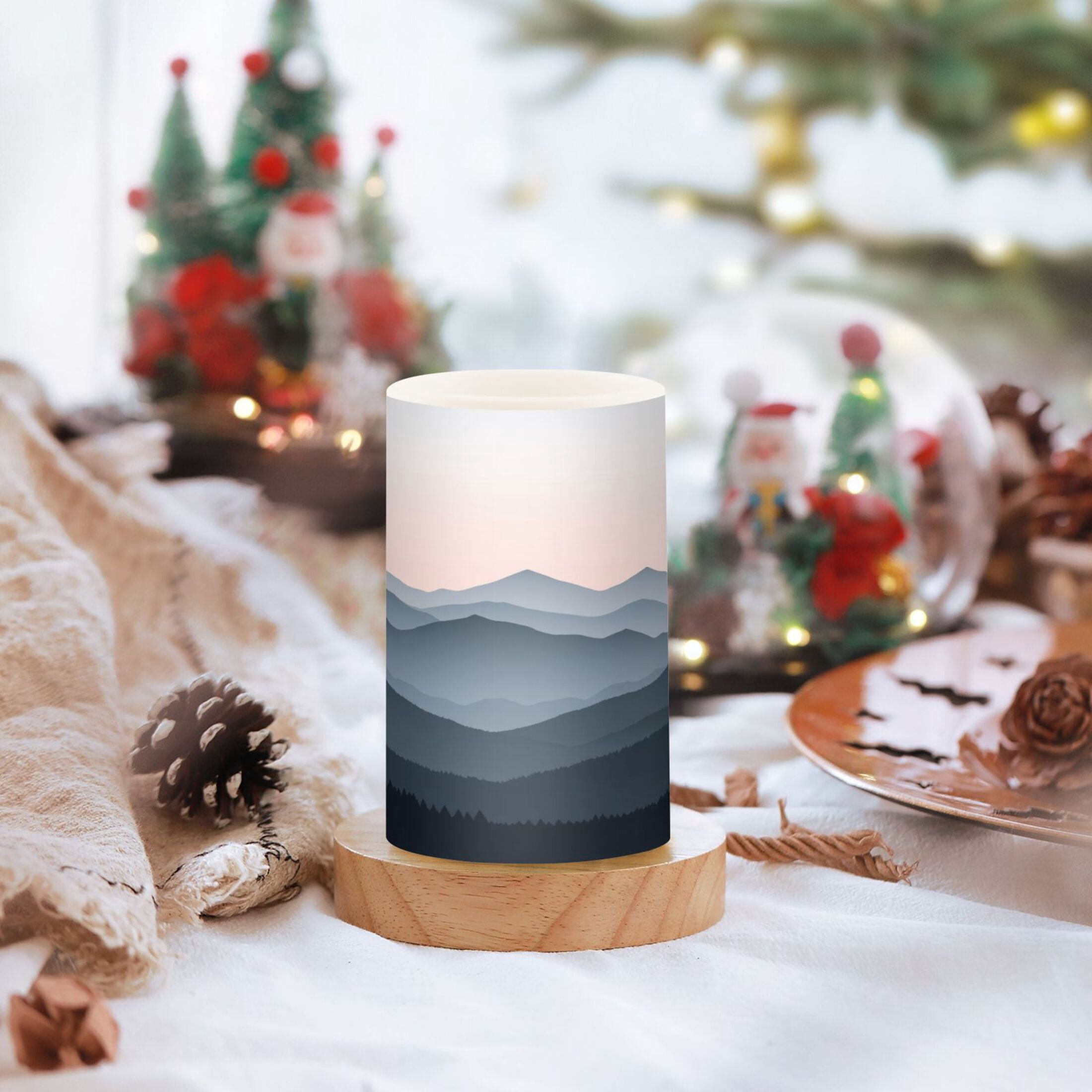 Layered Mountain Set of 2 Flameless LED Candles Remote and Timer Indoor Outdoor