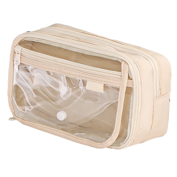 Layered Multi Compartment Pen Case With Transparent Front Bag, Durable Waterproof Fabric, And Smooth Zipper Closure, Large Capacity Organizer For Pens, Erasers, And Notes