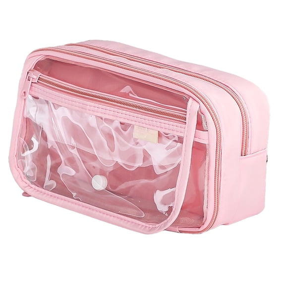 Layered Multi Compartment Pen Case With Transparent Front Bag, Durable Waterproof Fabric, And Smooth Zipper Closure, Large Capacity Organizer For Pens, Erasers, And Notes
