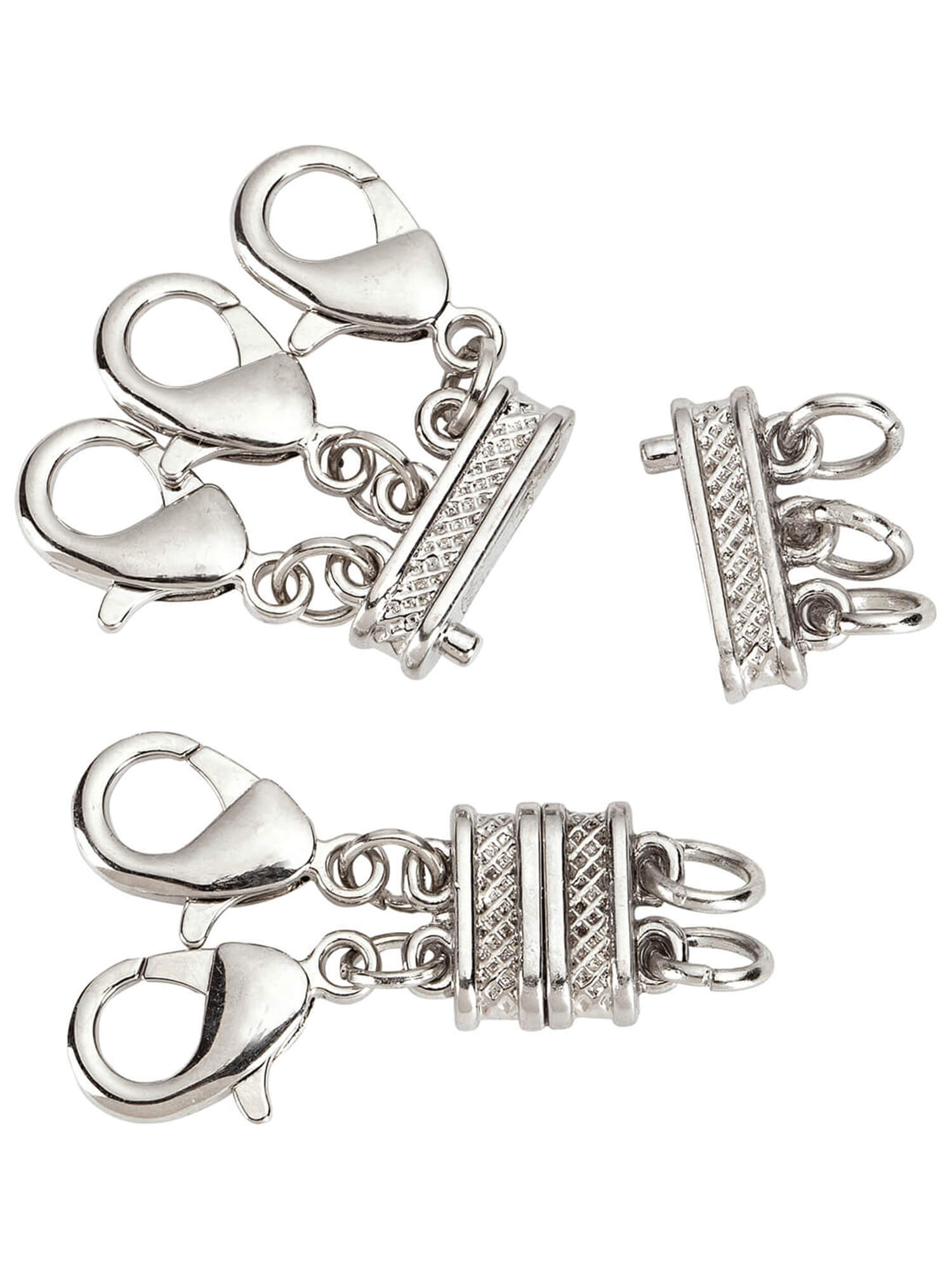 Layered Necklace Spacer with Magnetic Clasp 2 Piece Set, Silver