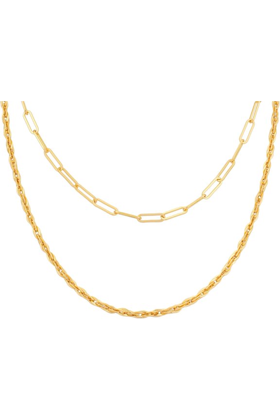 Layered Necklace for Men 14K  Layering Necklaces Cuban Chain Paperclip Necklace Dainty Double Layered Chain Gifts for Men