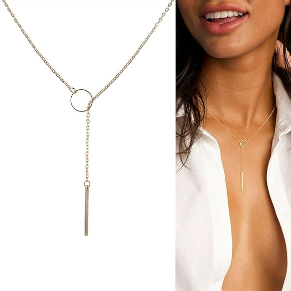 Layered Necklaces for Women, Long Necklace, Delicate Modern Simplistic Y Shaped Necklace Add Elegance to Any Outfit You Wear to Leading You to Be A Pretty Lady Who Follows The Fashion Closely, Gold