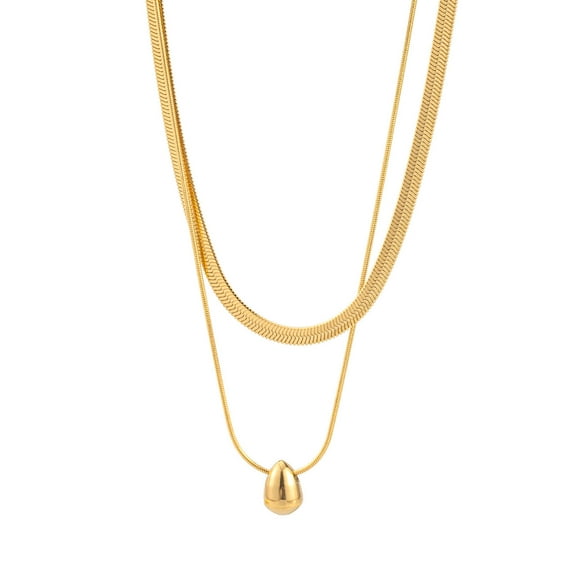 Layered Necklaces for Women | Waterproof 18k Real Gold Plated Drop Pendant Necklace | Gold Chain | Non Tarnish | PVD coated | Jewelry for Women | Herringbone Necklace | Snake Chain
