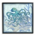 thumbnail image 1 of Layered Octopus Coral Botanicals Animals & Insects Graphic Art Black Framed Art Print Wall Art, 1 of 7