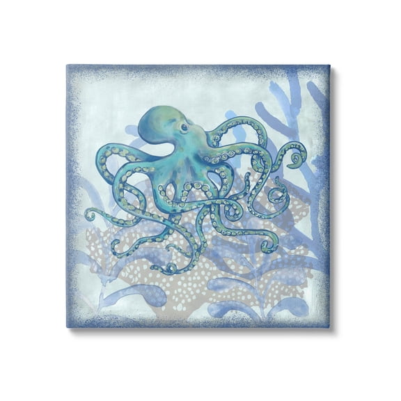 Layered Octopus Coral Botanicals Animals & Insects Graphic Art Gallery Wrapped Canvas Print Wall Art