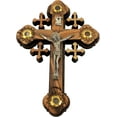 thumbnail image 1 of Layered Olive Wood Cross Carved by Laser with Holy Land Samples - Hanging (12 cm or 5 inches) Small/Certificate, 1 of 4