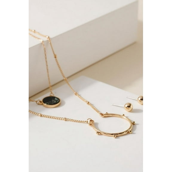 Layered Open Circle Pendant Necklace