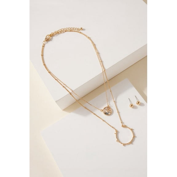 Layered Open Circle Pendant Necklace