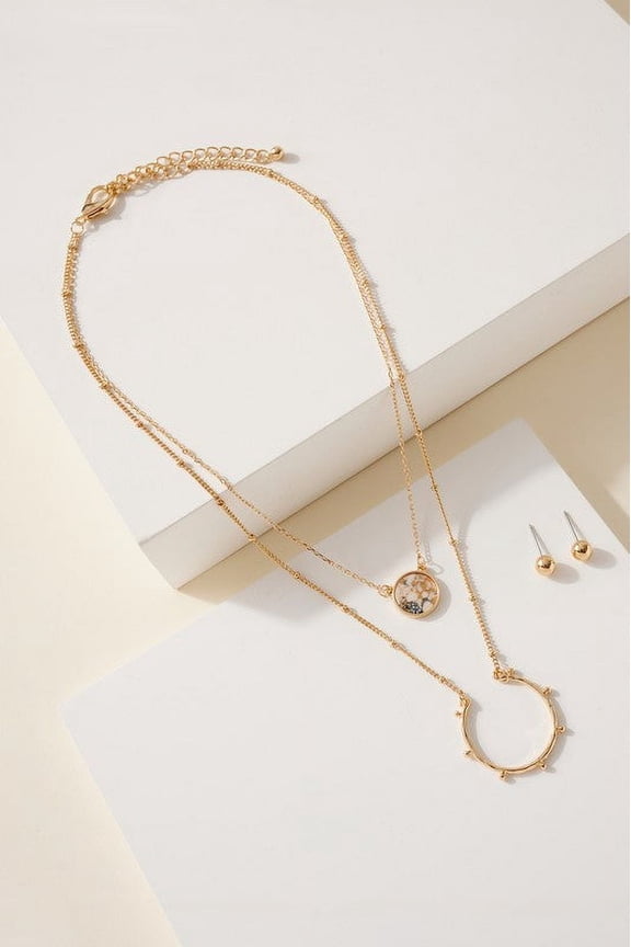 Layered Open Circle Pendant Necklace