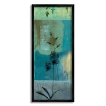 Layered Orchid Flower Teal Shapes Botanical & Floral Graphic Art Black Framed Art Print Wall Art