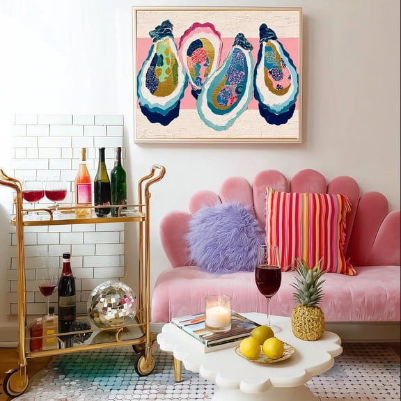 Layered Oyster Shell Print Coastal Preppy Beach House Wall Art
