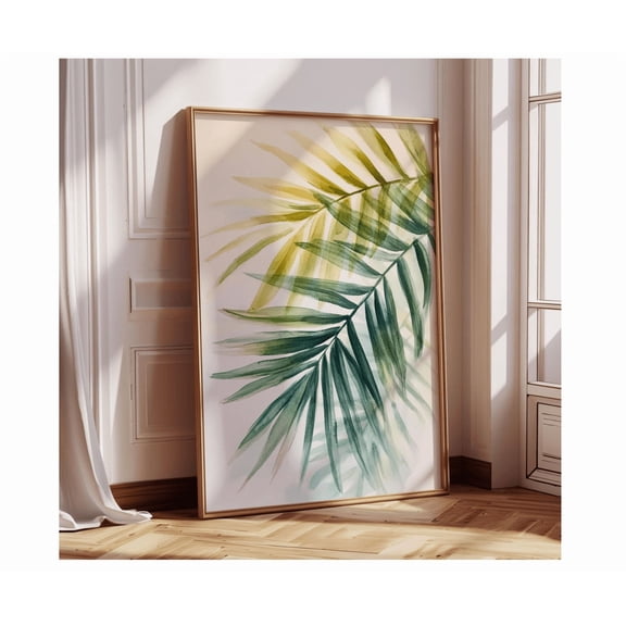 Layered Palm Leaf Print Tropical Botanical Wall Art Green Plant Coastal Jungle Decor For Modern Interiors Wall Art