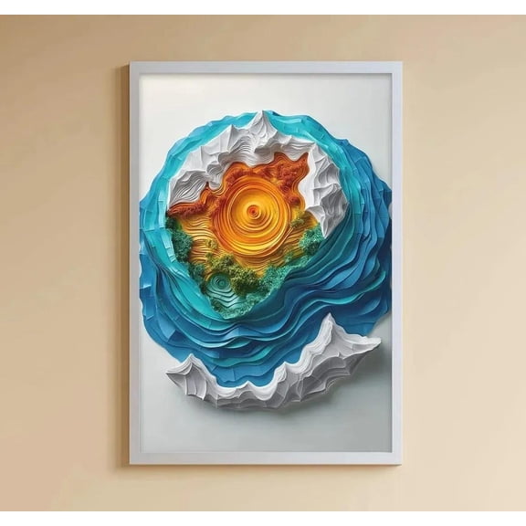 Layered Paper Earth Modern World Map Mid Century Office Minimalist Geography Poster Unframed Paper Print