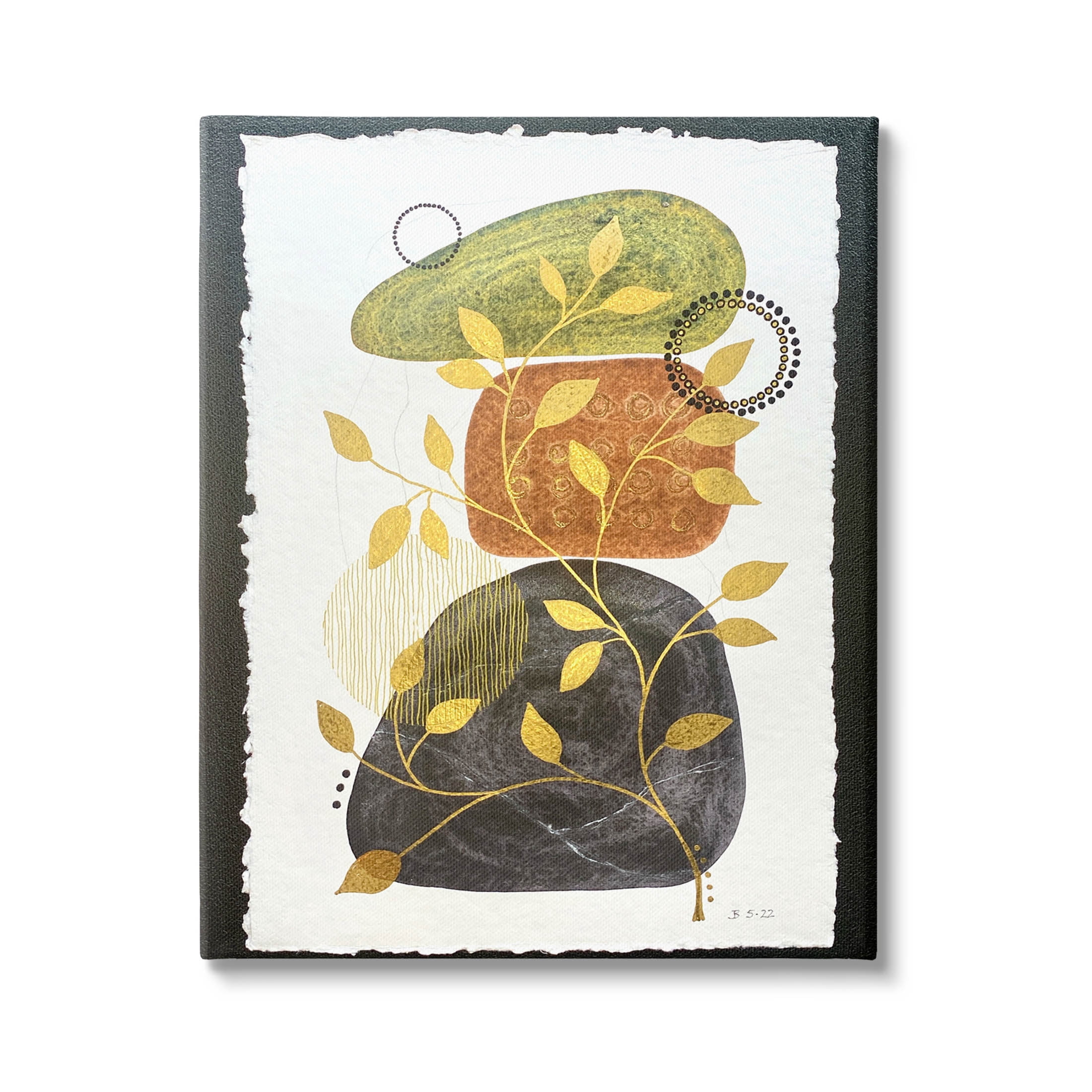 Layered Plant Leaf Pebbles Abstract Graphic Art Gallery Wrapped Canvas Print Wall Art