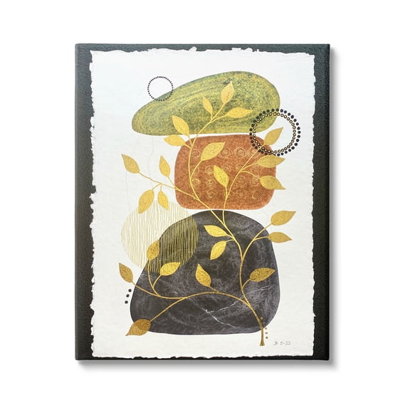 Layered Plant Leaf Pebbles Abstract Graphic Art Gallery Wrapped Canvas Print Wall Art