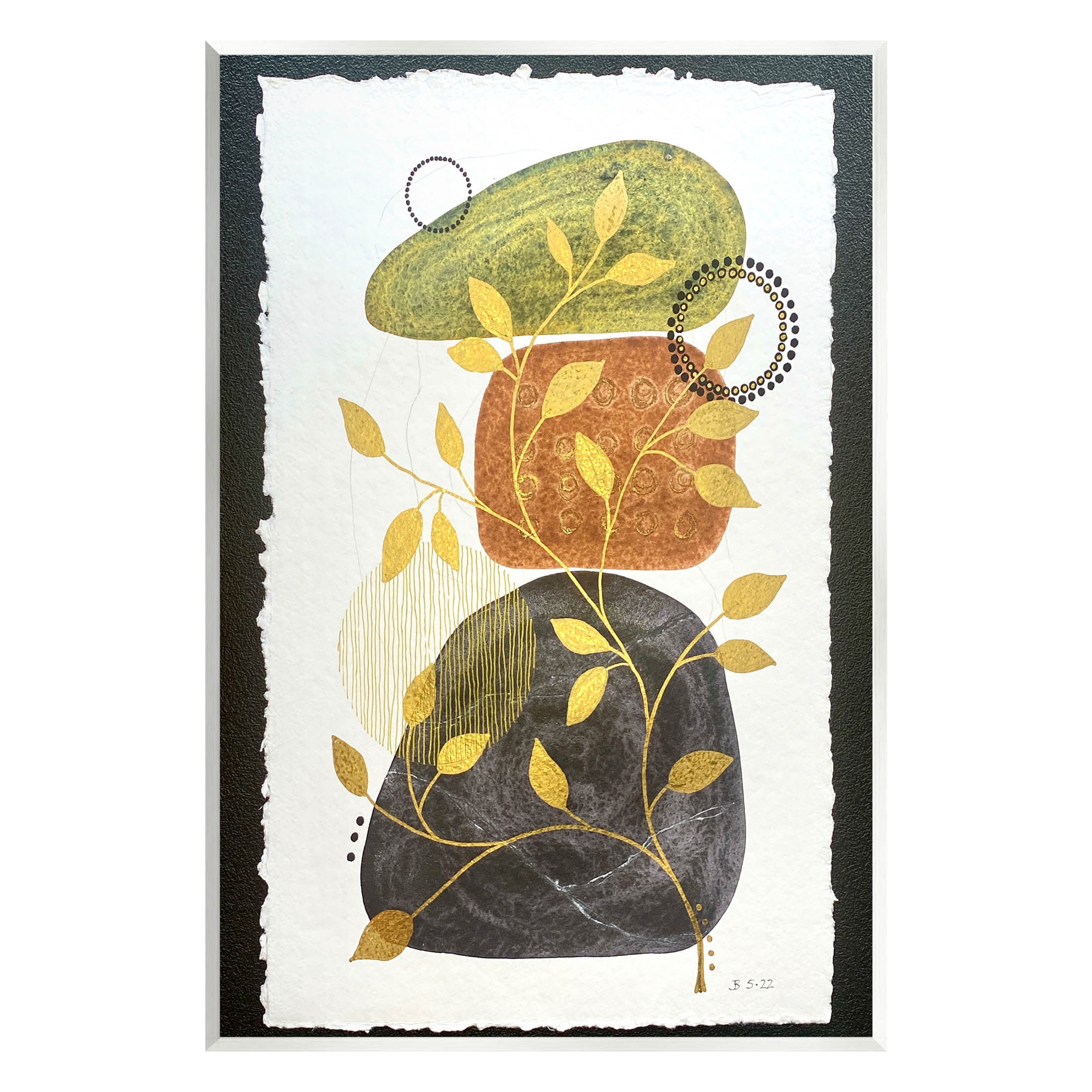 Layered Plant Leaf Pebbles Abstract Graphic Art Unframed Art Print Wall Art