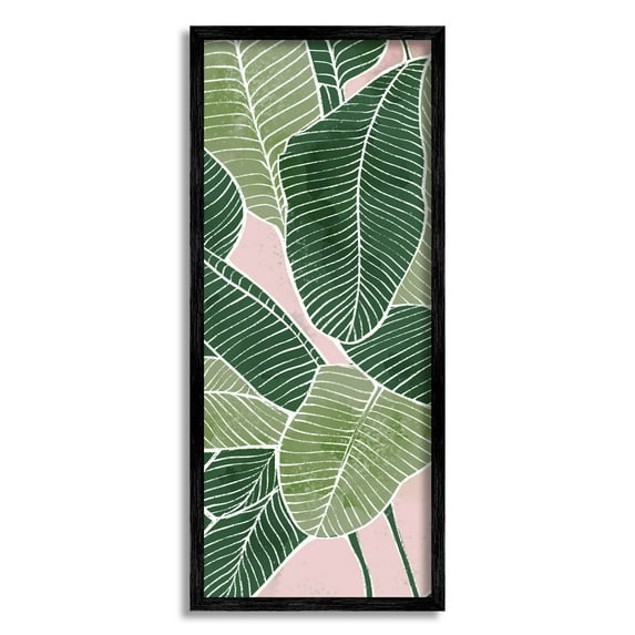 Layered Plant Leaf Shapes Botanical & Floral Graphic Art Black Framed Art Print Wall Art