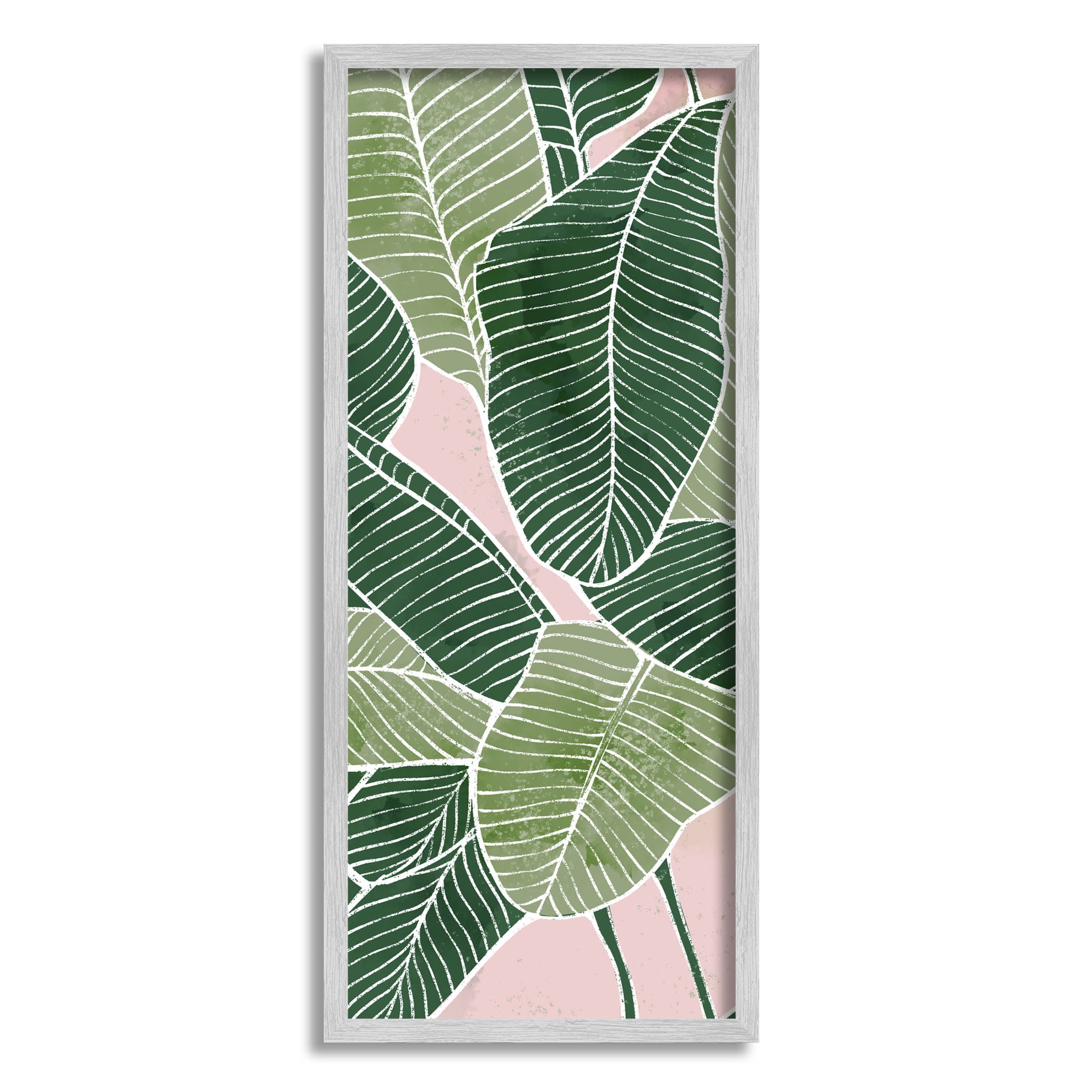 Layered Plant Leaf Shapes Botanical & Floral Graphic Art Gray Framed Art Print Wall Art