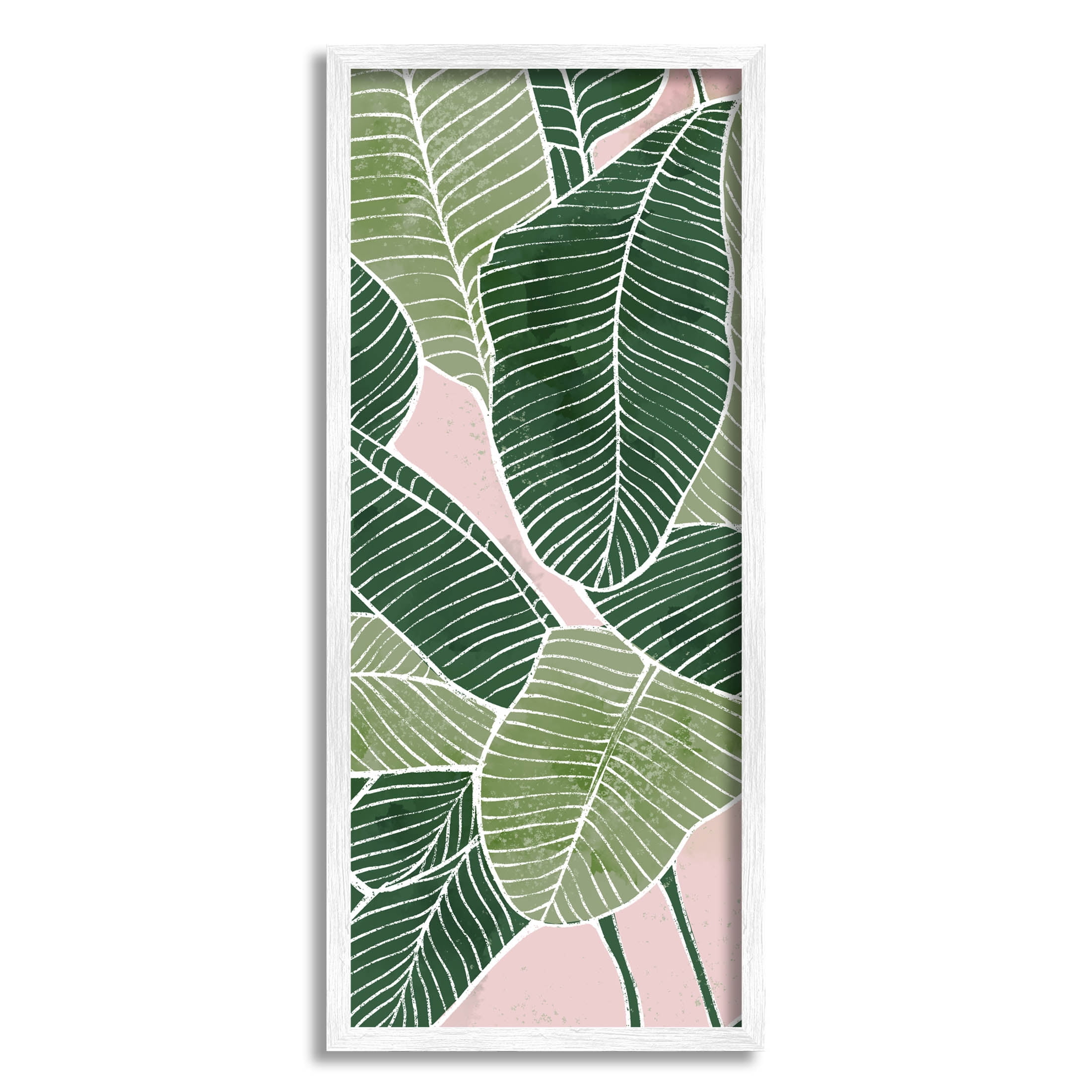 Layered Plant Leaf Shapes Botanical & Floral Graphic Art White Framed Art Print Wall Art