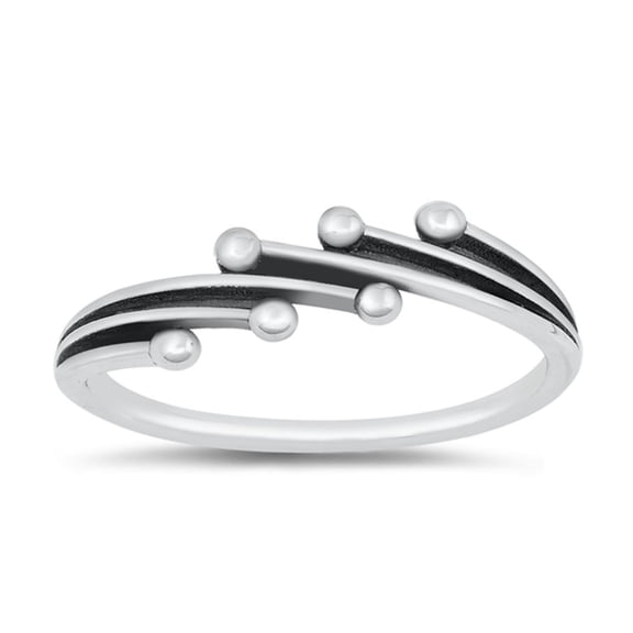 Layered Punk Bead Ring .925 Sterling Silver Band Jewelry Female Male Unisex Size 5